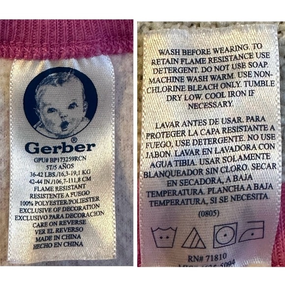 3-pr Pajamas GERBER Fleece Footed GAP Giraffe Set PJs Sleep Pink Green Girl 5 - Picture 6 of 16